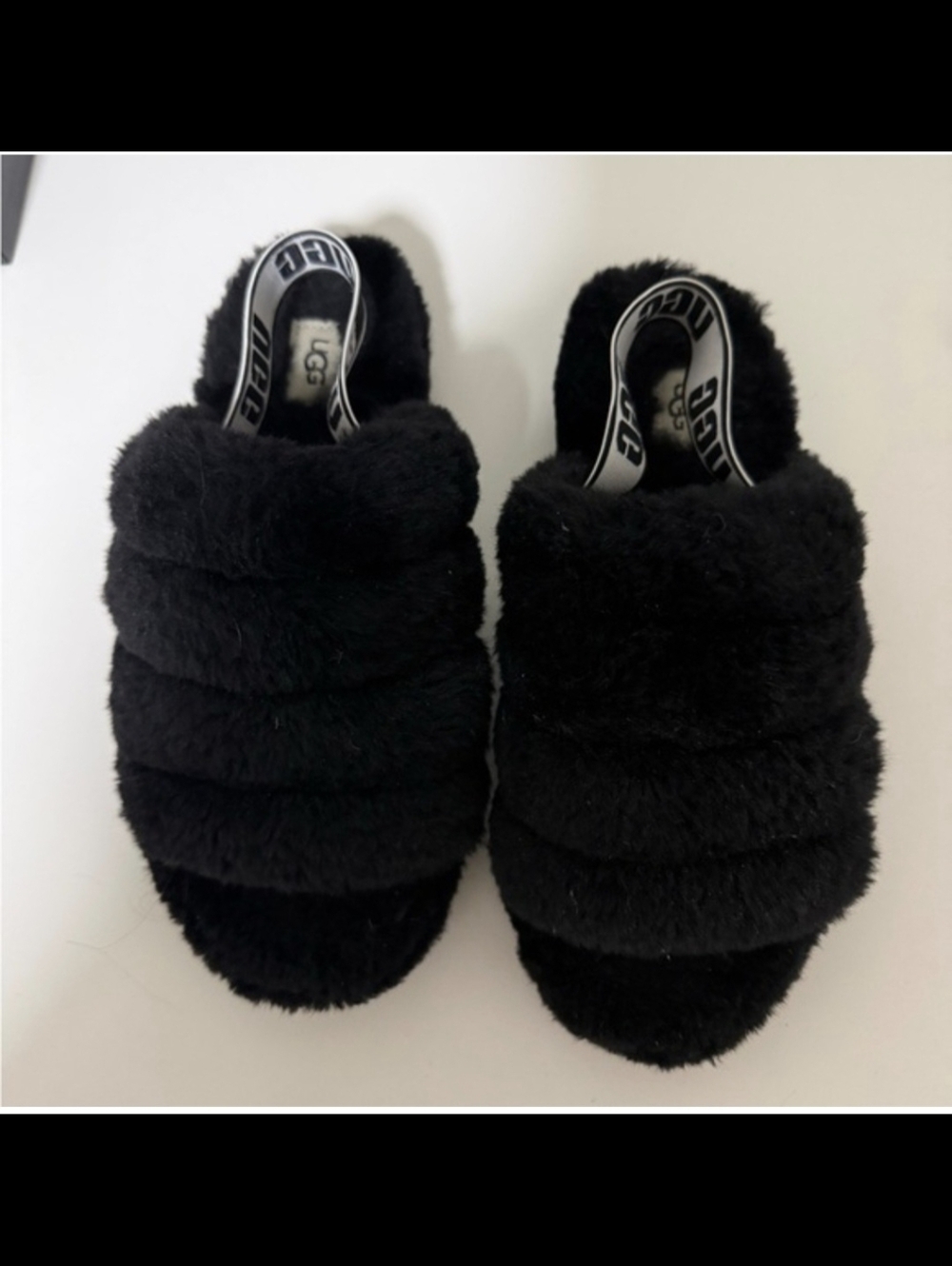 UGG Black Plush Slides